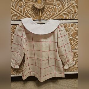 The Beaufort Bonnet Company Red Plaid Blouse with White Collar